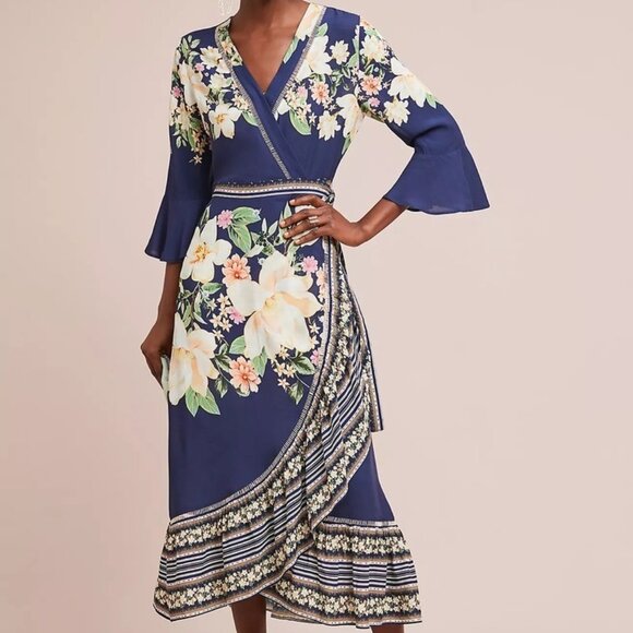 Farm Rio Midnight Flower Wrap Maxi Dress XL - Picture 1 of 14